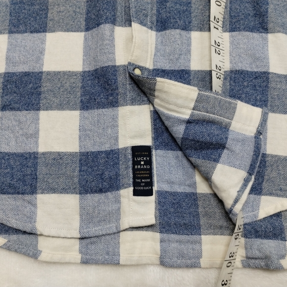 Lucy brand Saturday stretch plaid flannel shirt men's size medium bnwt - Picture 3 of 14